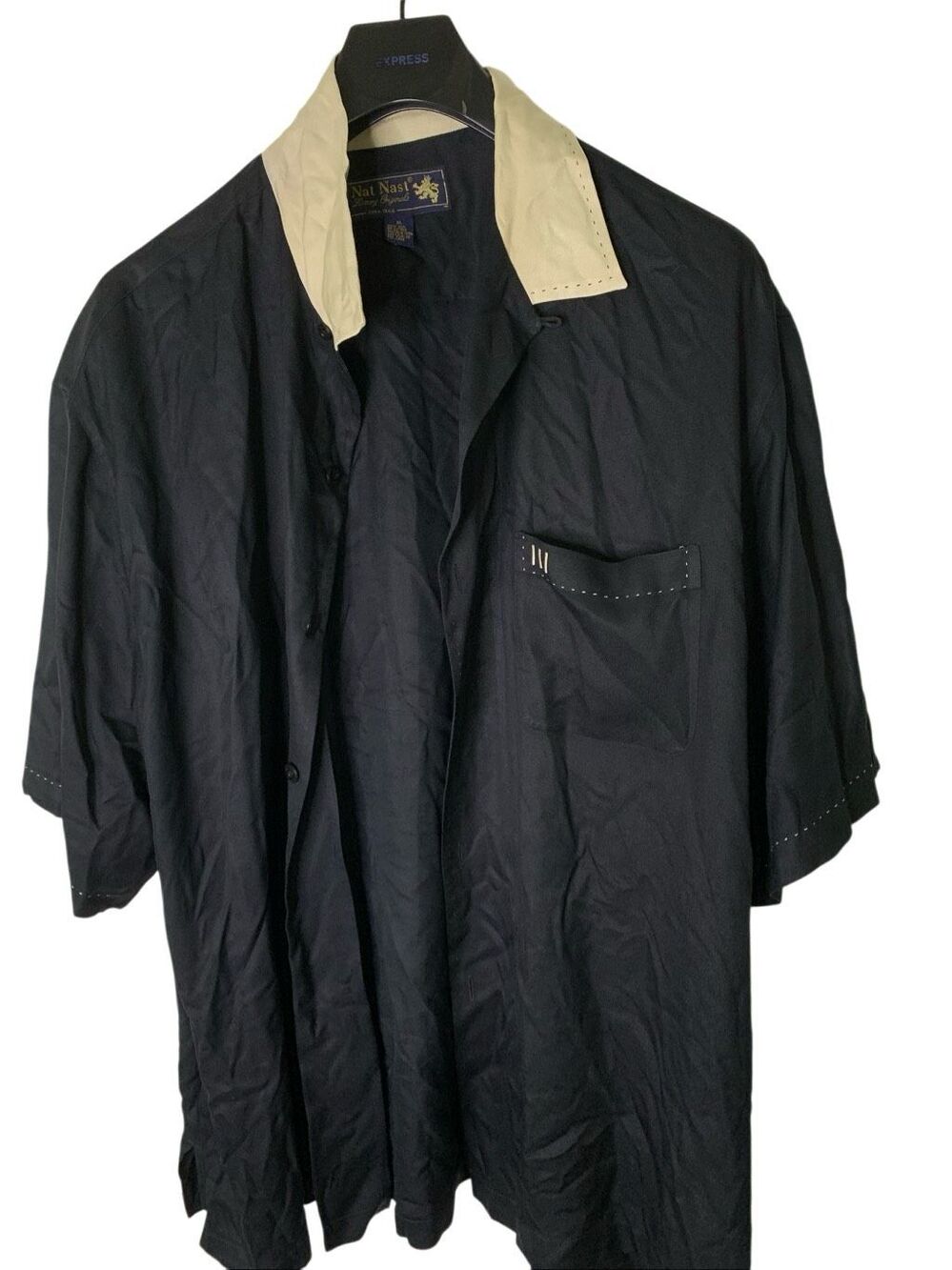 Nat Nast 100% silk button down shirt men's size XL